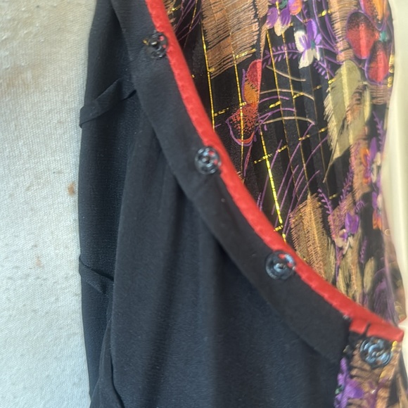 💕Vintage 💯Silk Chinese Cheongsam Floral Print, Gold Thread 8 EUC - Picture 9 of 13